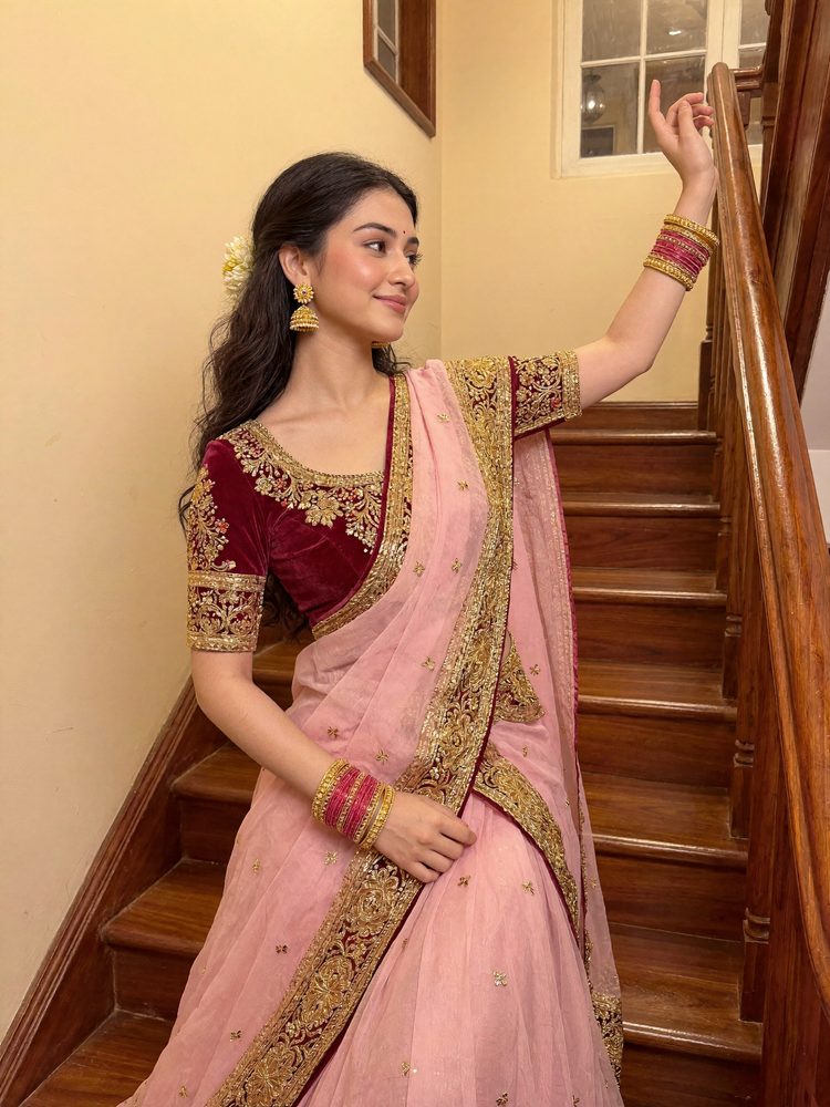 Pink on the stairs