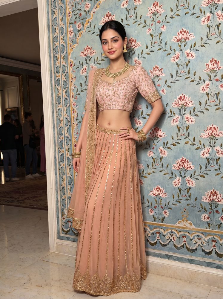 Blush lehenga night